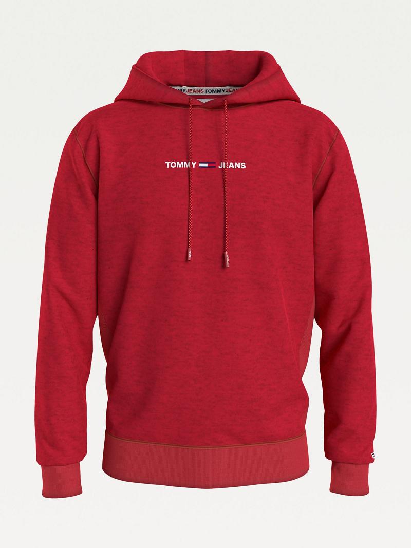 Férfi Tommy Hilfiger Recycled spacedye logo Hoodies Piros | HU 1243KOR